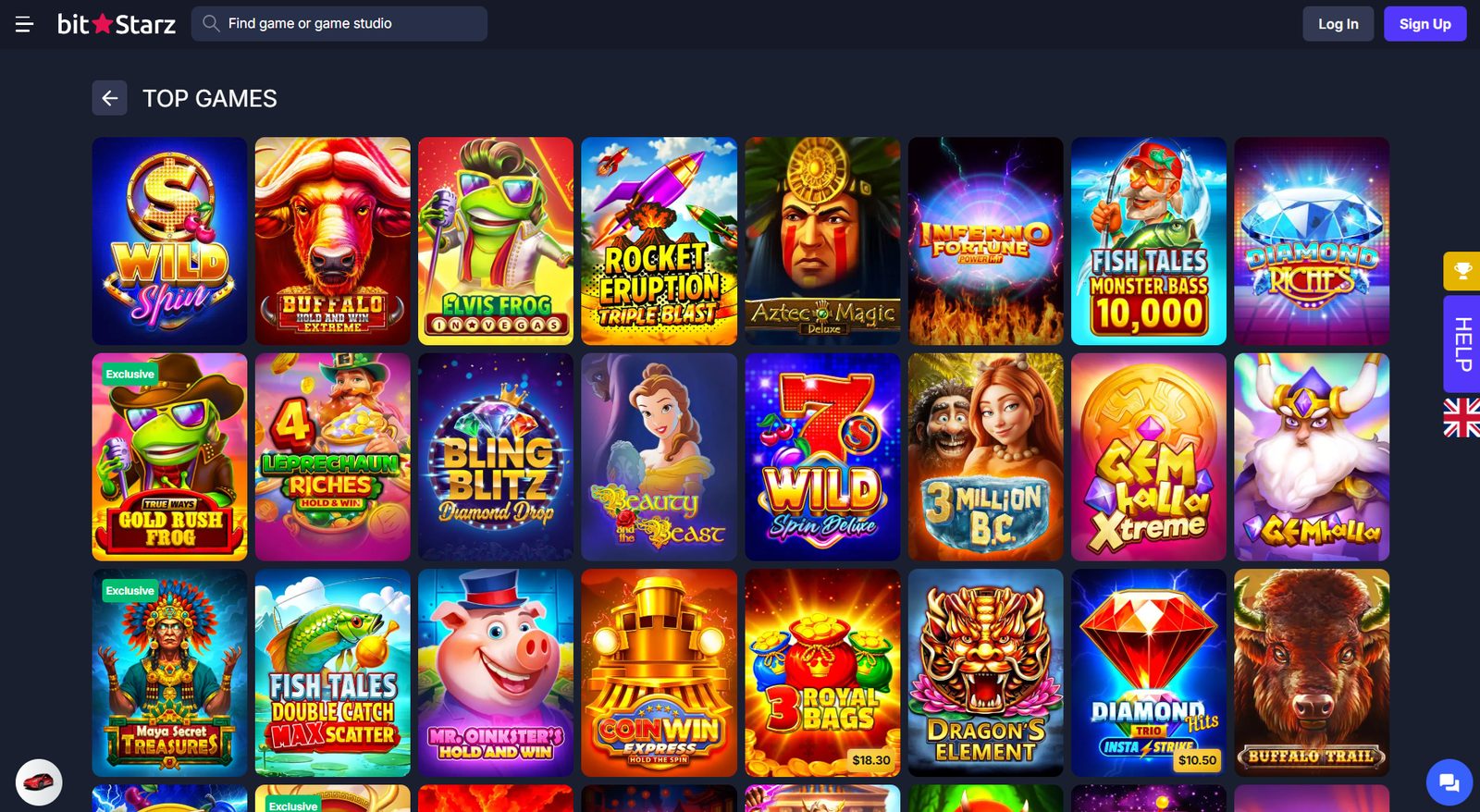 BitStarz slots including Elvis Frog in Vegas and Buffalo Hold and Win Extreme