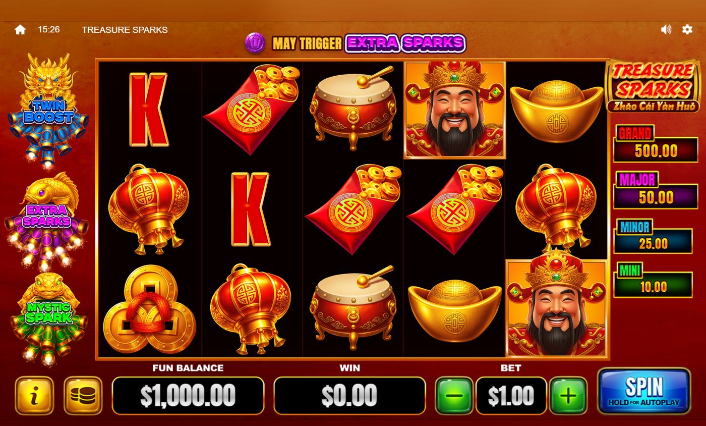 Treasure Sparks, a slot on the SlotoCash lobby